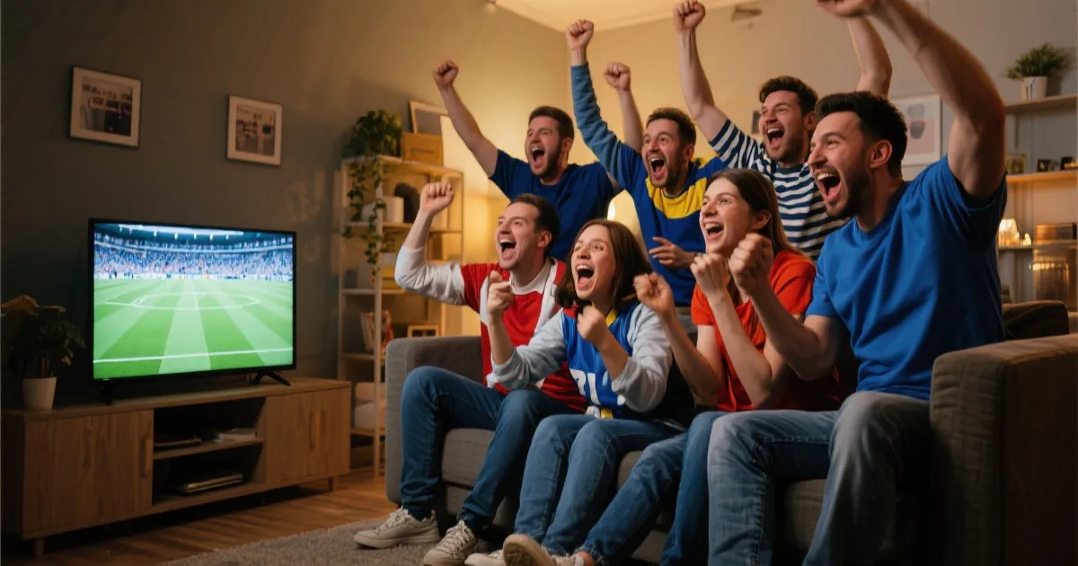 球迷聚会看球场景